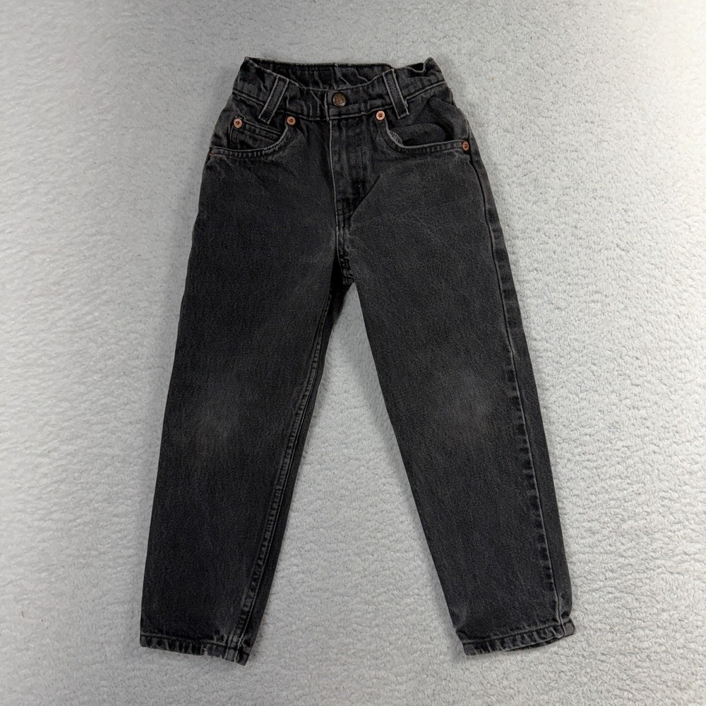 Levi's 550 Relaxed Black Wash Jeans Size 6 Little Levi's Everyday Orange Tab W17